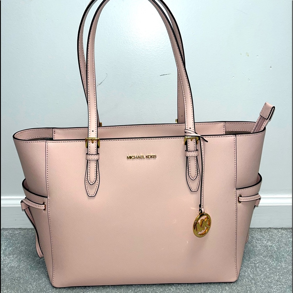 Michael Kors powder blush large travel tote leather